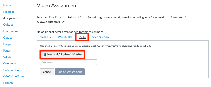 Student - Upload Media