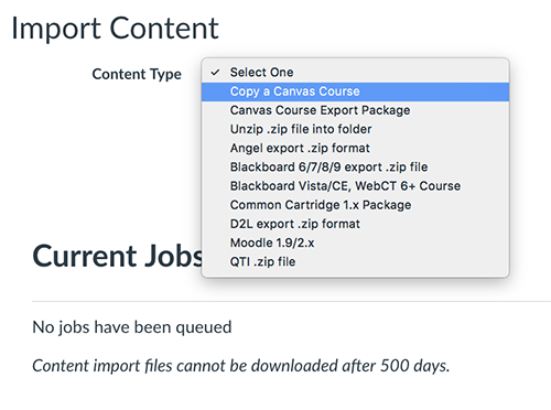 Import course content